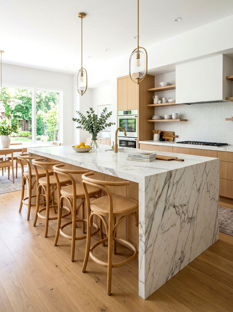 Stone Kitchen Island - 30 warm minimalist home ideas