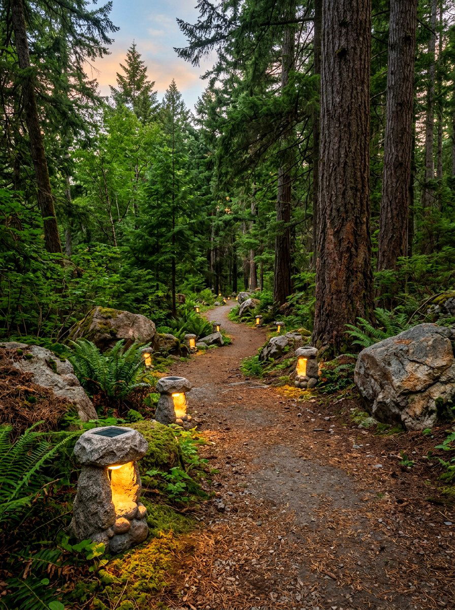 Stone Look Solar Path Lanterns - 30 solar path lantern ideas