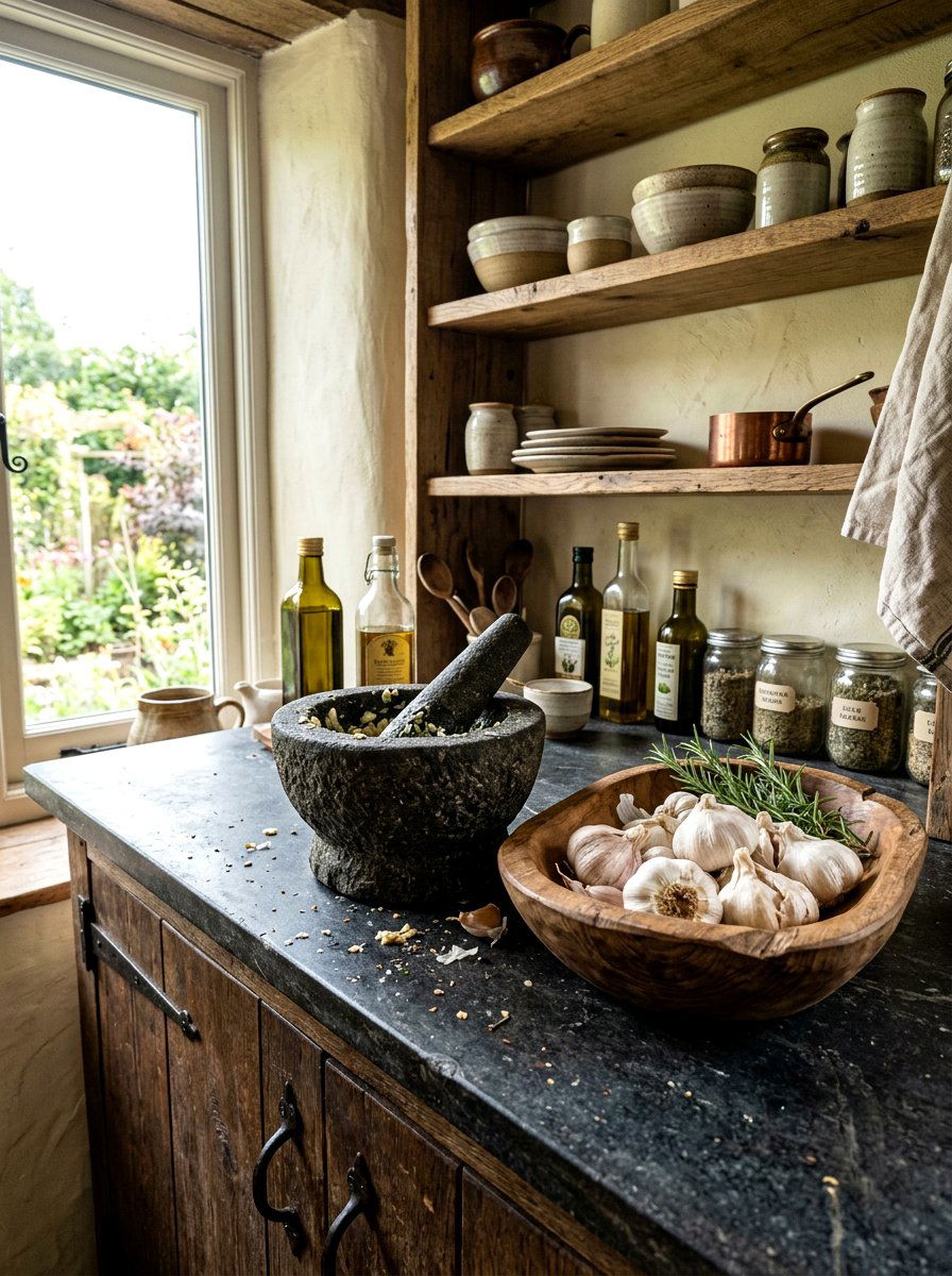 Stone Mortar And Pestle - 30 heirloom kitchen decor ideas