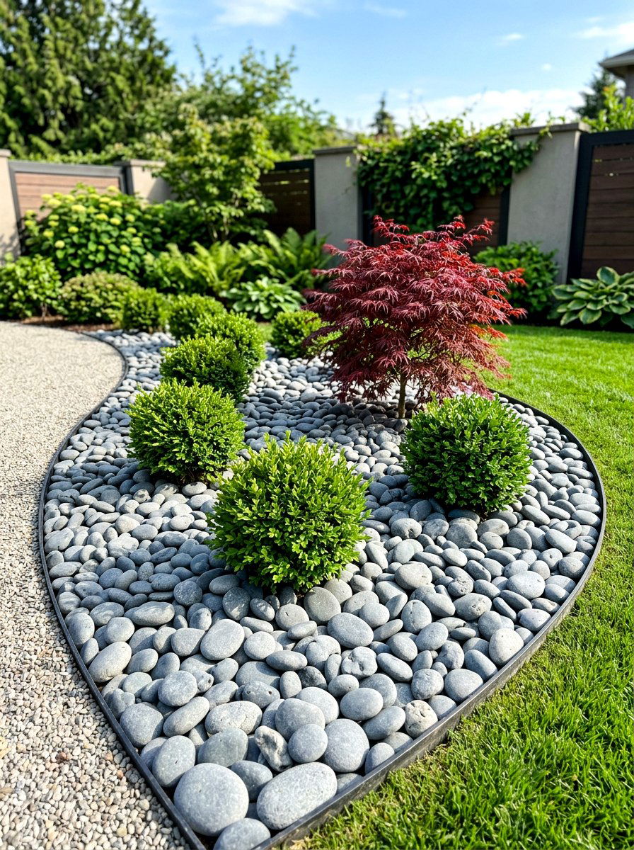 Stone Mulch - 30 low maintenance patio garden ideas