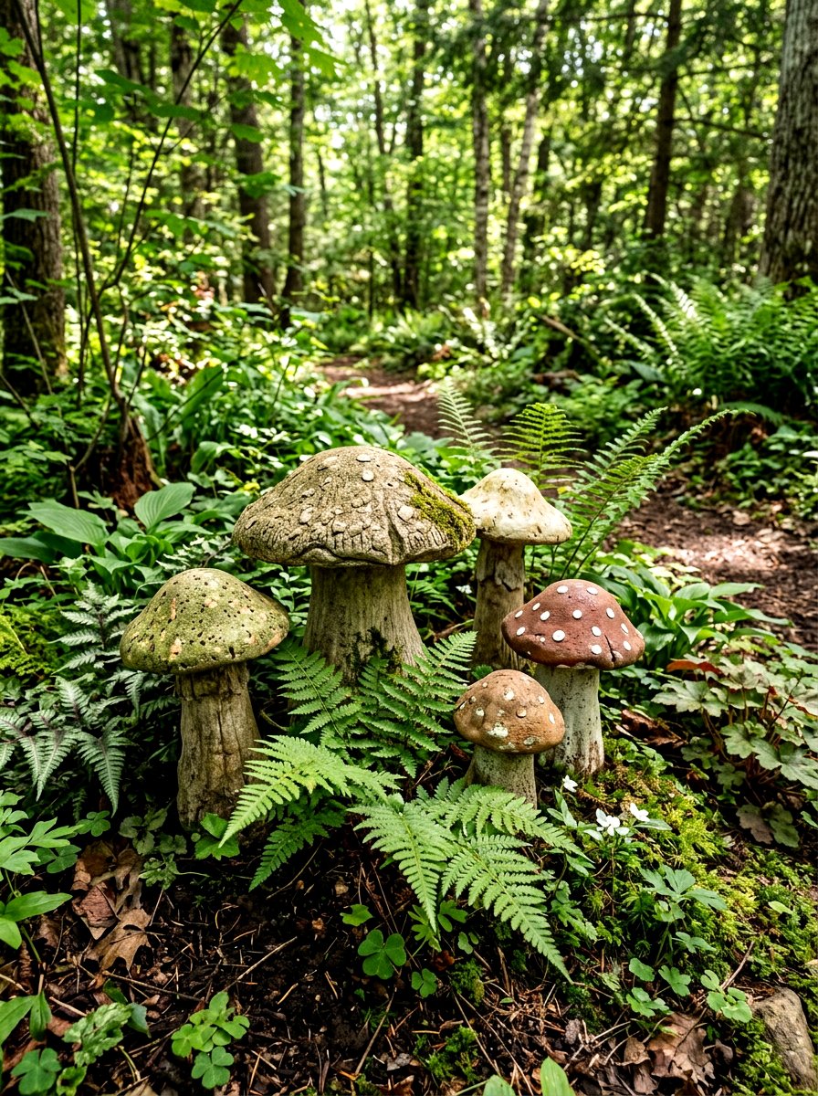 Stone Mushroom Garden Ornament - 30 garden statue ideas