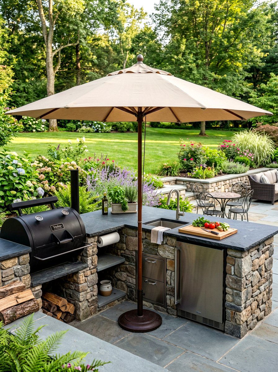 Stone Outdoor Kitchen - 30 smoker station ideas