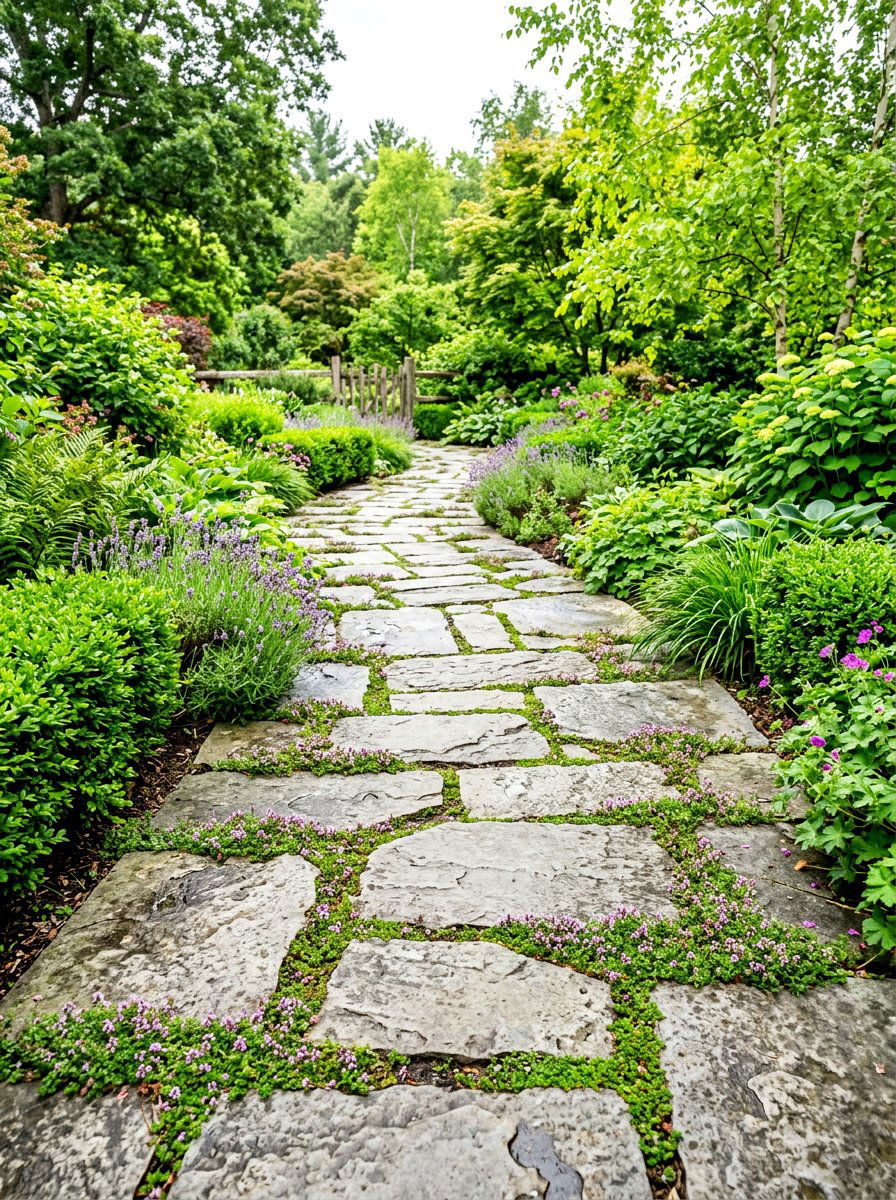 Stone Path - 30 healing backyard garden ideas