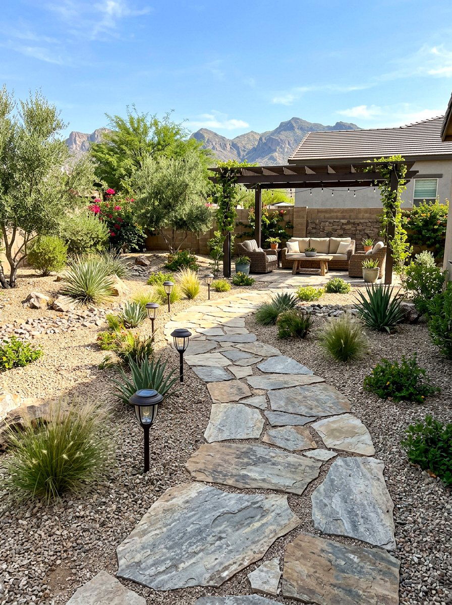 Stone Path Walkway - 30 southwestern backyard ideas