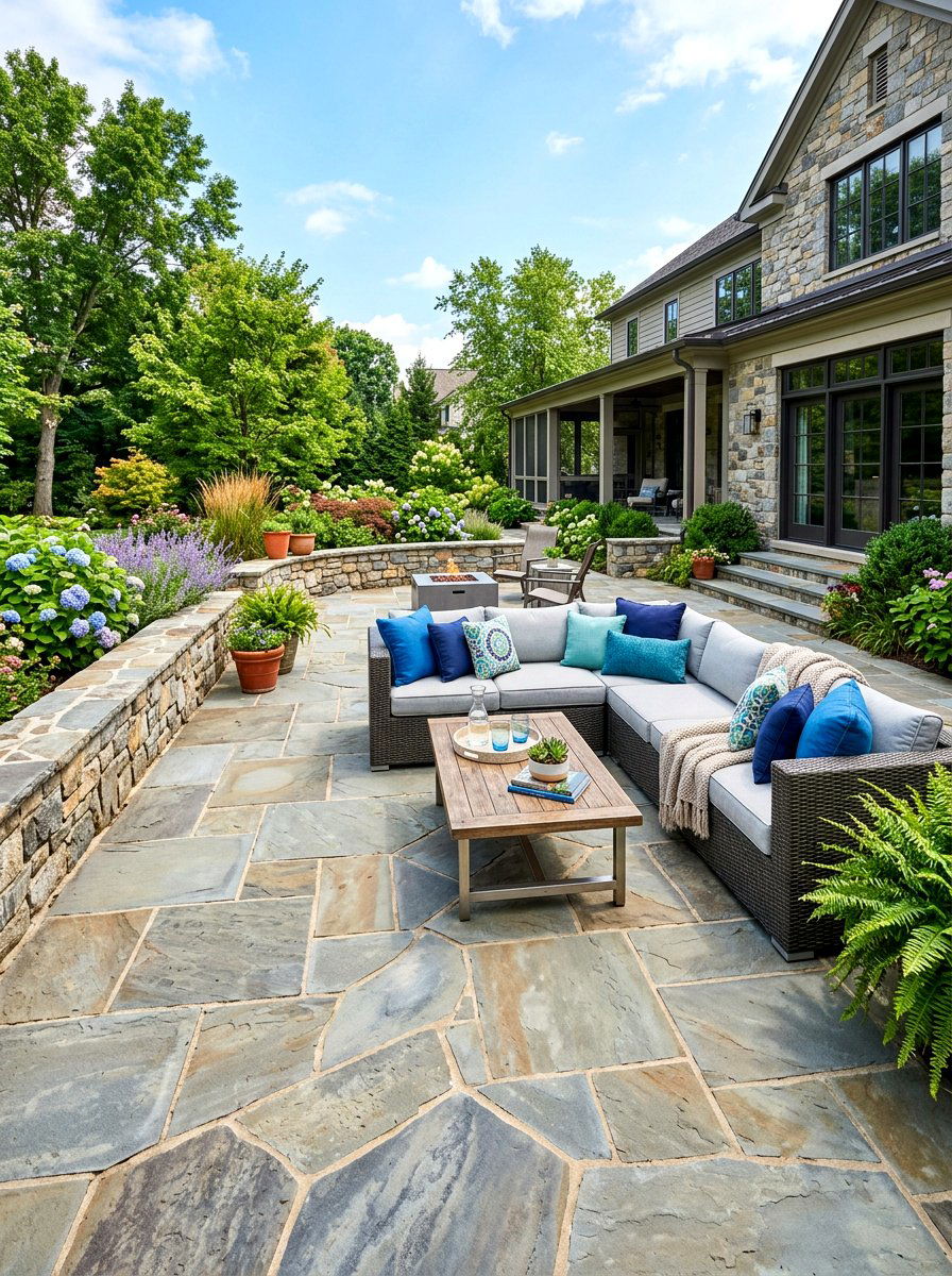 Stone Patio - 30 sunny backyard ideas