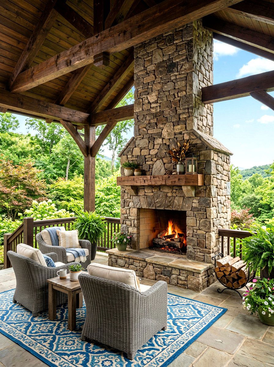 Stone Patio Fireplace - 30 covered patio fireplace ideas
