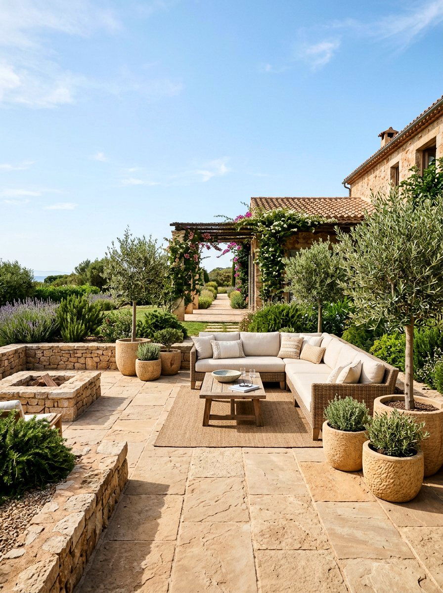 Stone Patio Landscaping - 30 potted olive backyard ideas