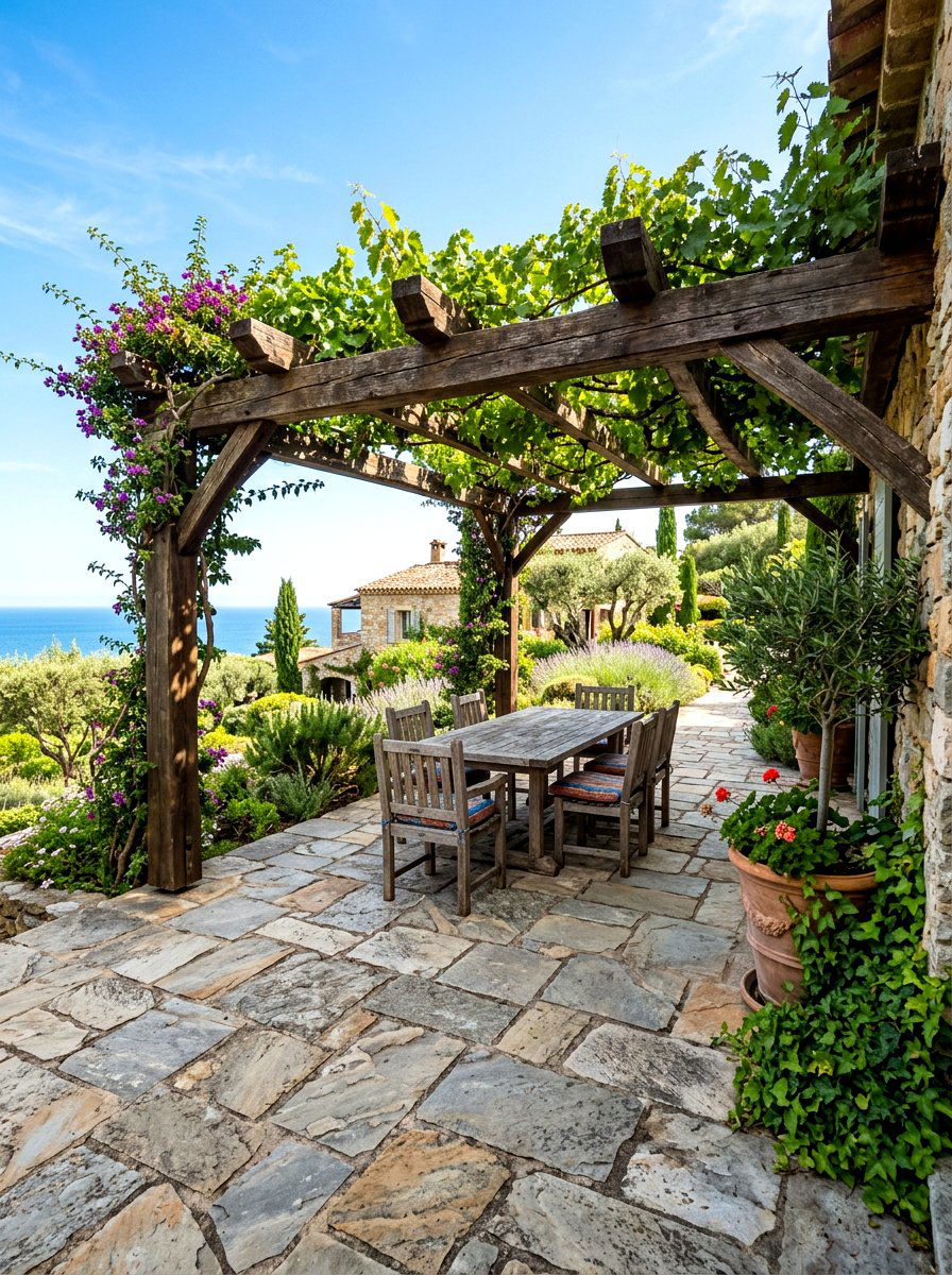 Stone Patio With Pergola - 30 wine country patio ideas