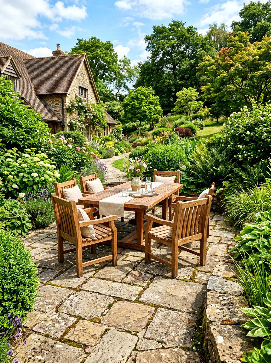 Stone Paved Patio Seating - 30 patio cafe corner ideas