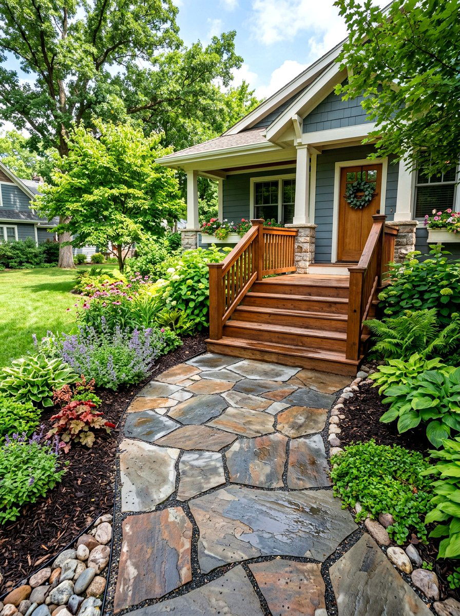 Stone Paver Landing - 30 Pinterest front porch decor ideas