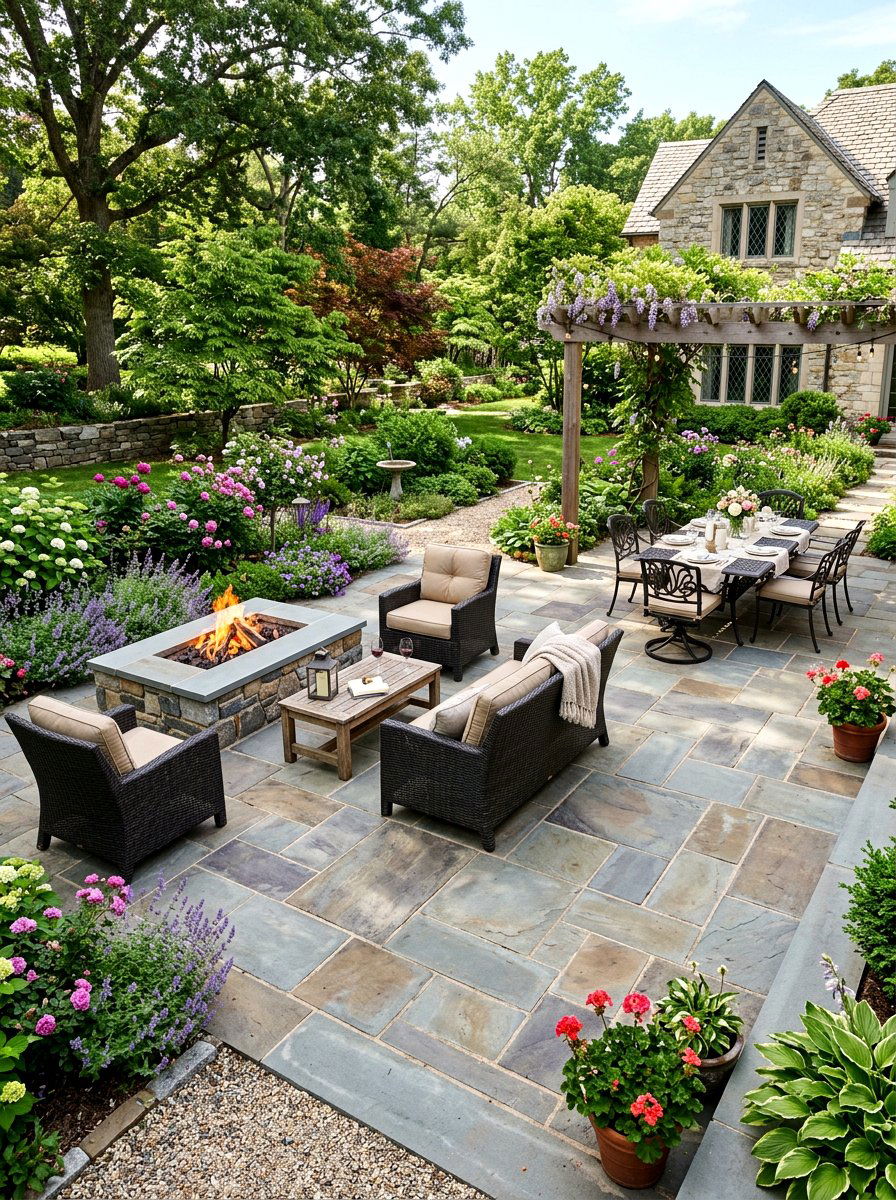 Stone Paver Patio - 30 summer entertaining patio ideas
