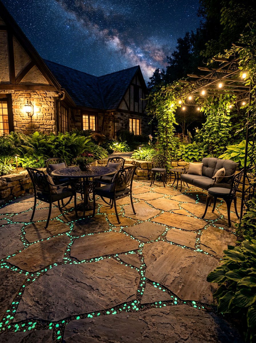 Stone Paver Starlit Patio - 30 starlit patio ideas