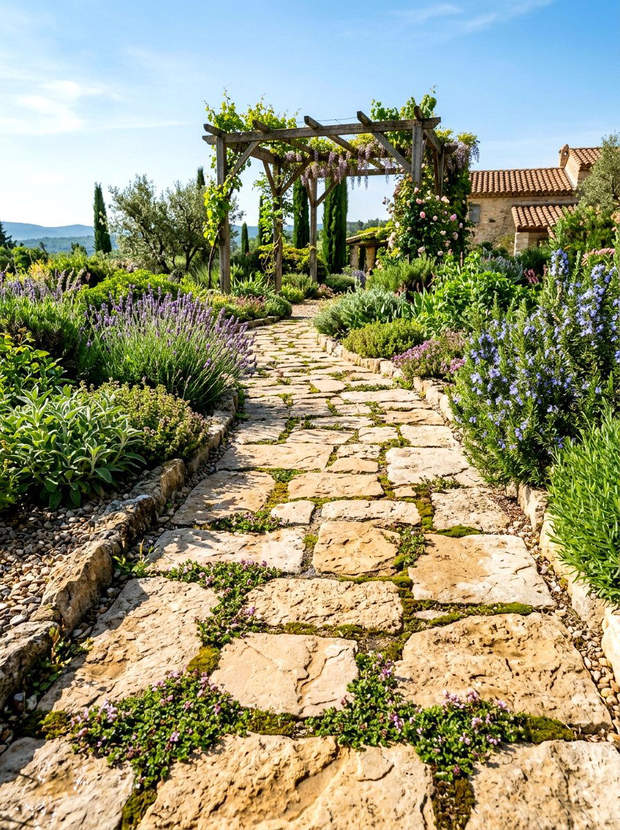 Stone Paver Walkway - 30 Tuscan courtyard ideas