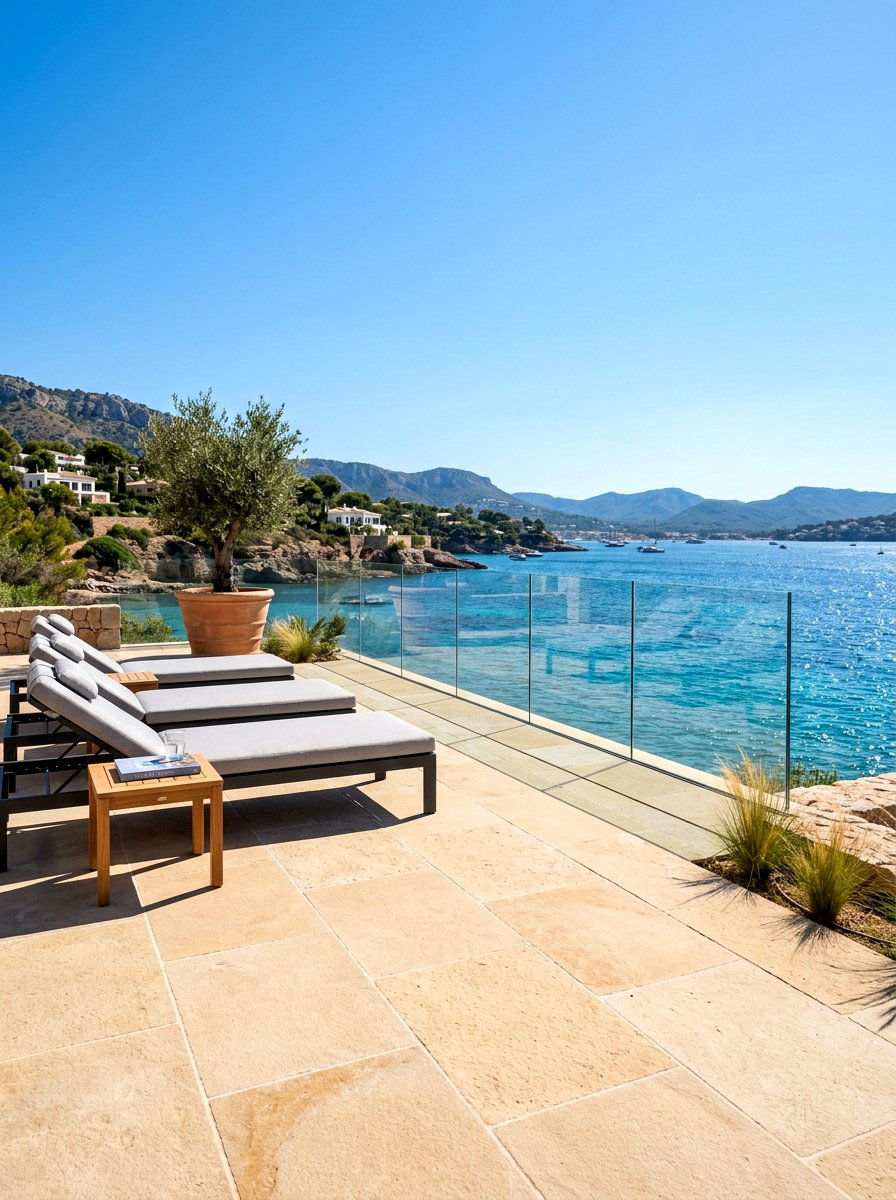 Stone Paver Waterfront Patio - 30 coastal backyard ideas