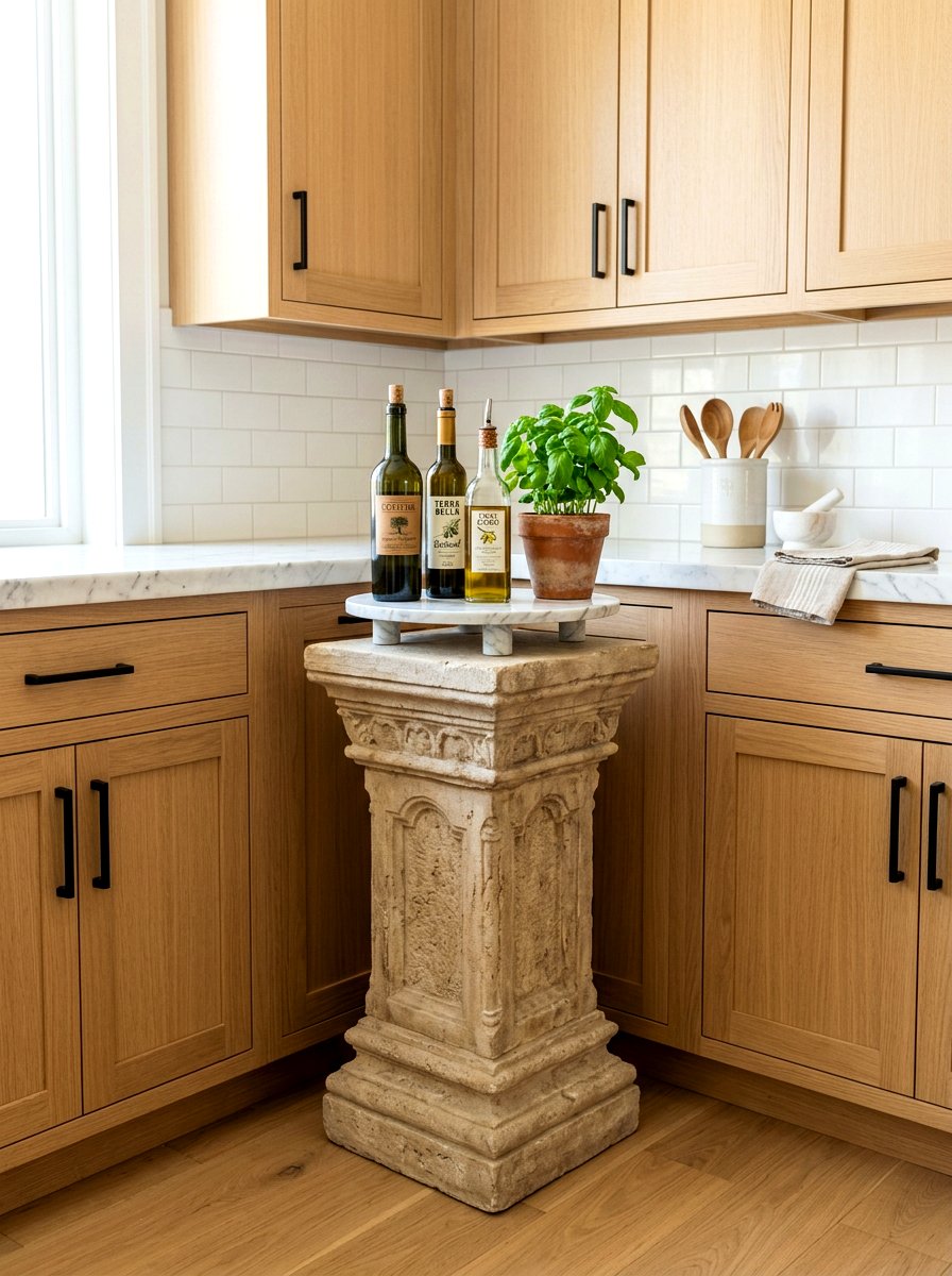 Stone Pedestal Kitchen Corner - 30 stone pedestal decor ideas