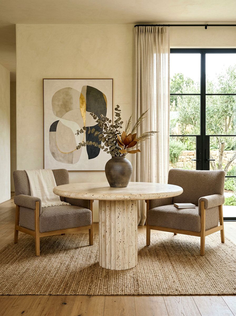 Stone Pedestal Table - 30 living room furniture ideas