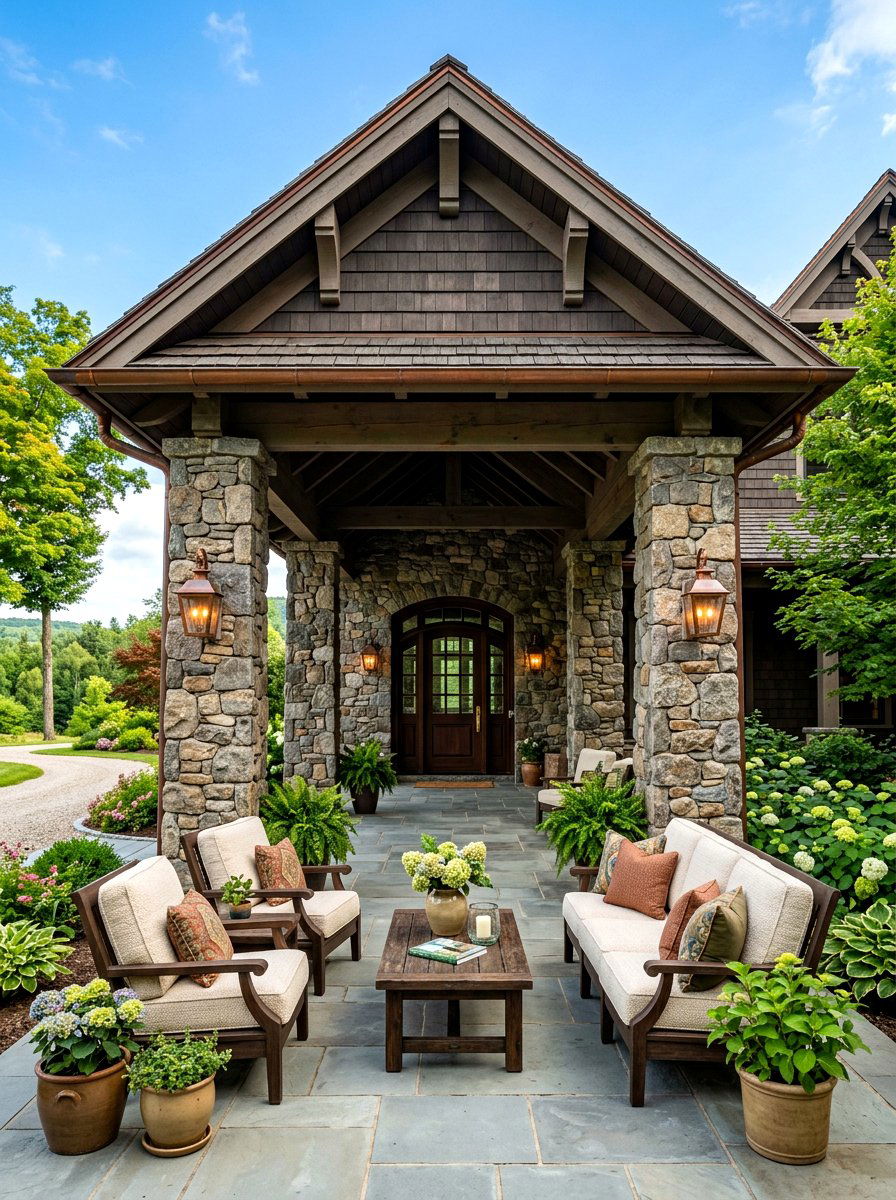 Stone Pillar Front Porch - 30 covered front porch ideas