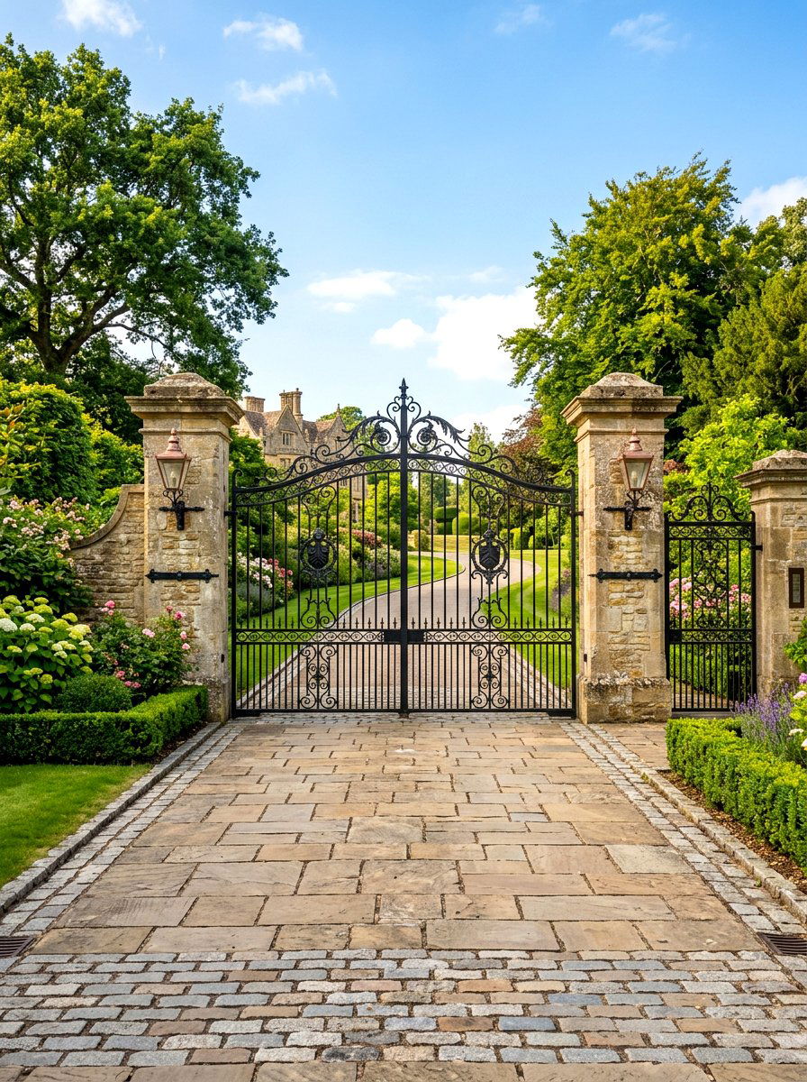 Stone Pillar Gate - 30 garden gate ideas