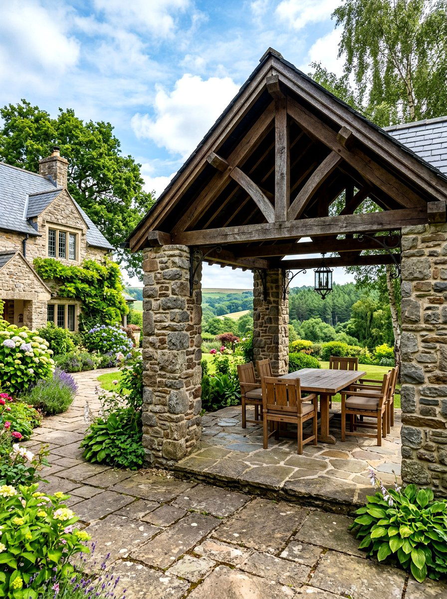 Stone Pillar Gazebo - 30 rustic gazebo ideas