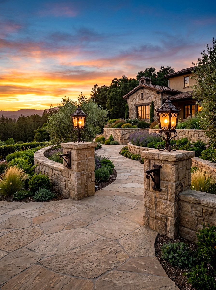 Stone Pillar Lantern Display - 30 candle lantern patio ideas