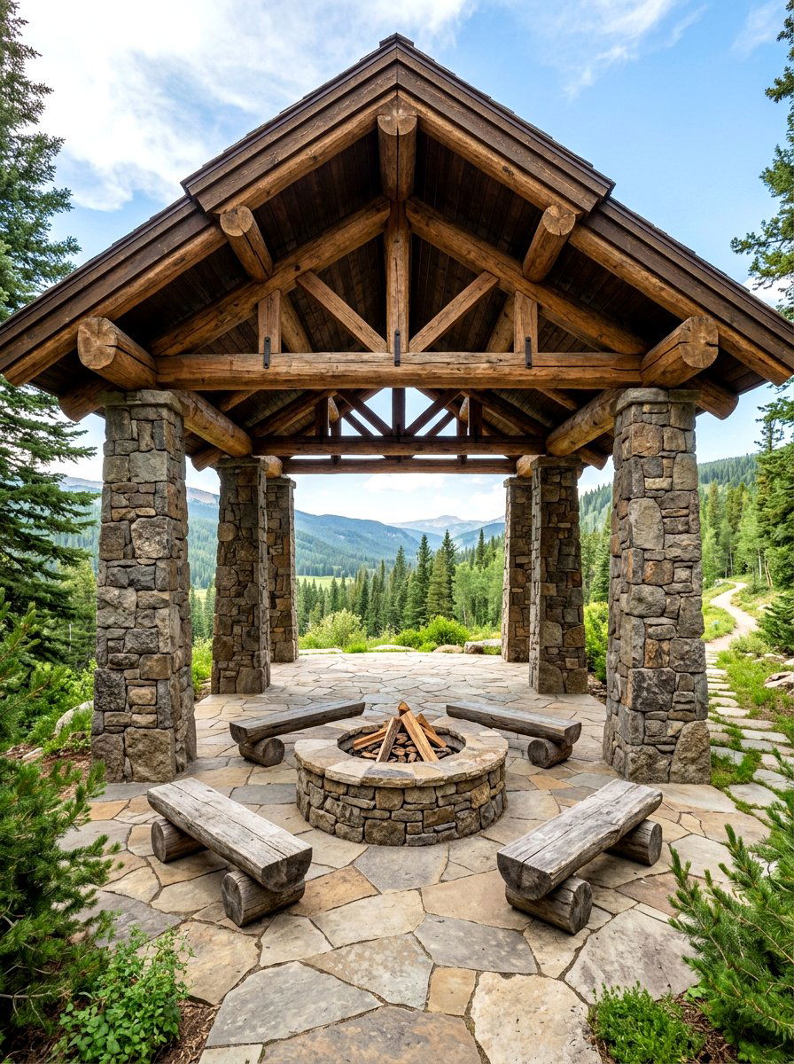 Stone Pillar Pavilion - 30 porch pavilion ideas