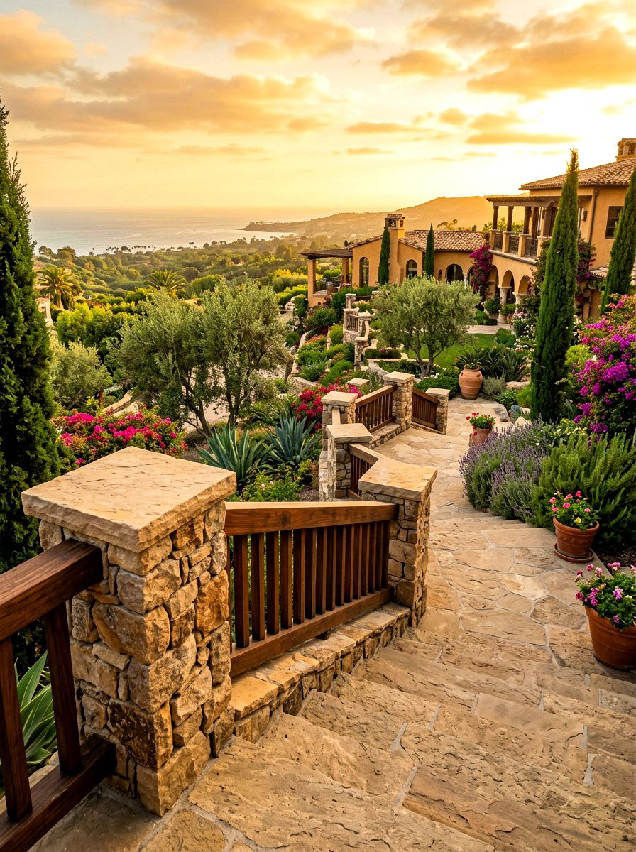 Stone Pillar Railing - 30 outdoor stair railing ideas