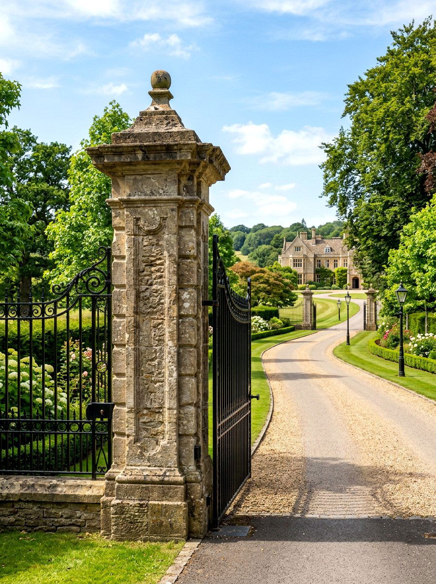 Stone Pillar Railing - 30 decorative fence ideas