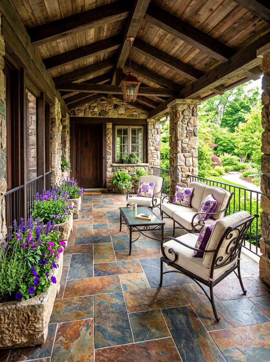 Stone Porch Floor - 30 porch gathering ideas