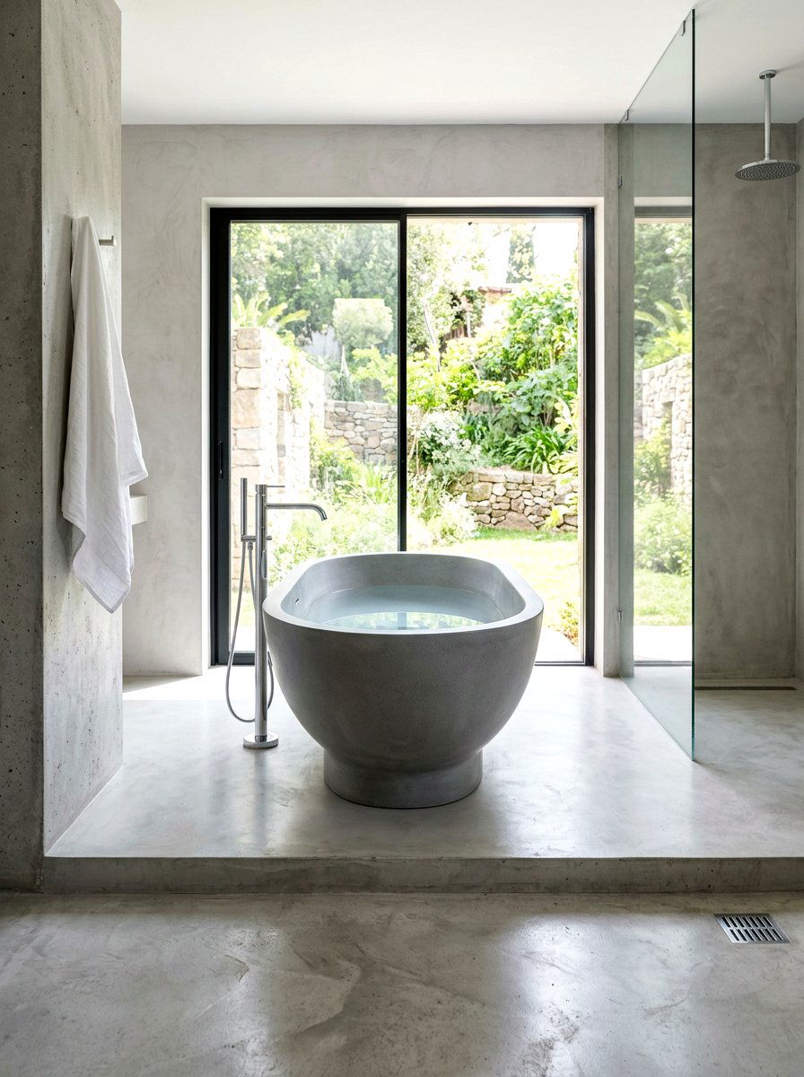 Stone Resin Pedestal Tub - 30 soaking tub ideas