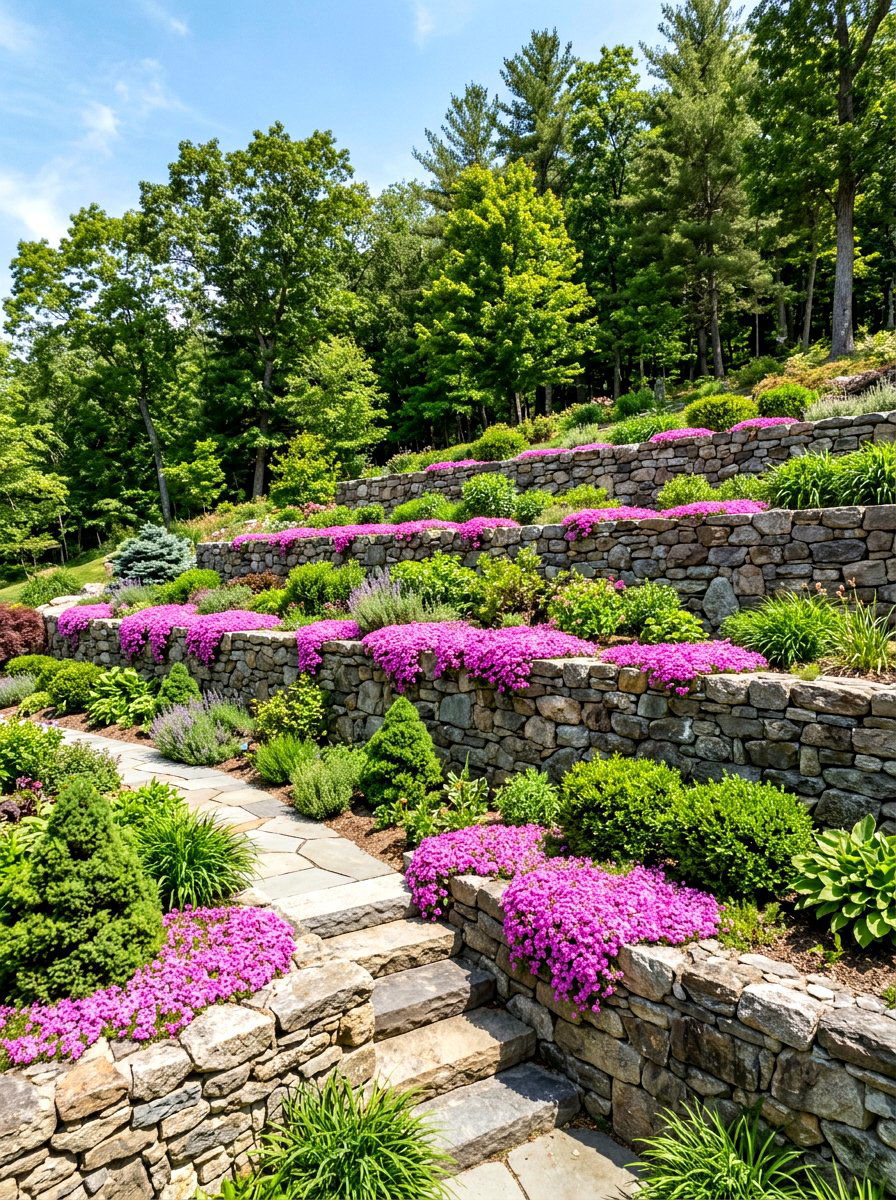 Stone Retaining Wall - 30 front yard garden ideas