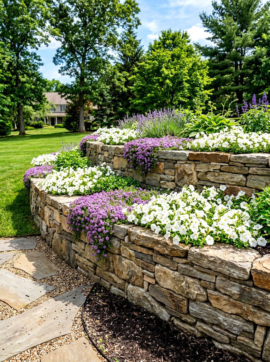 Stone Retaining Wall - 30 meditation garden ideas