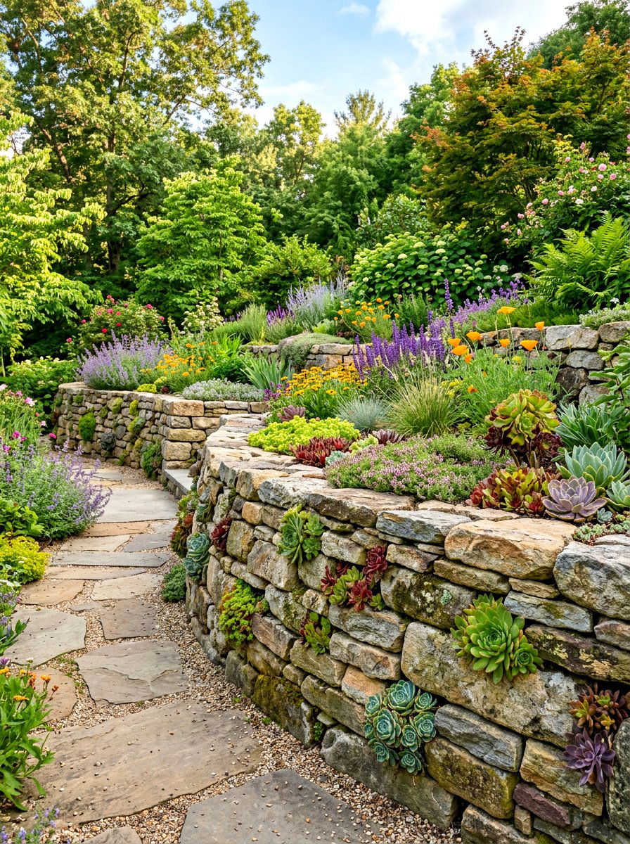 Stone Retaining Wall - 30 cottage landscaping ideas