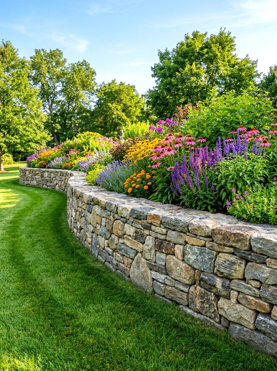 Stone Retaining Wall - 30 curb appeal ideas