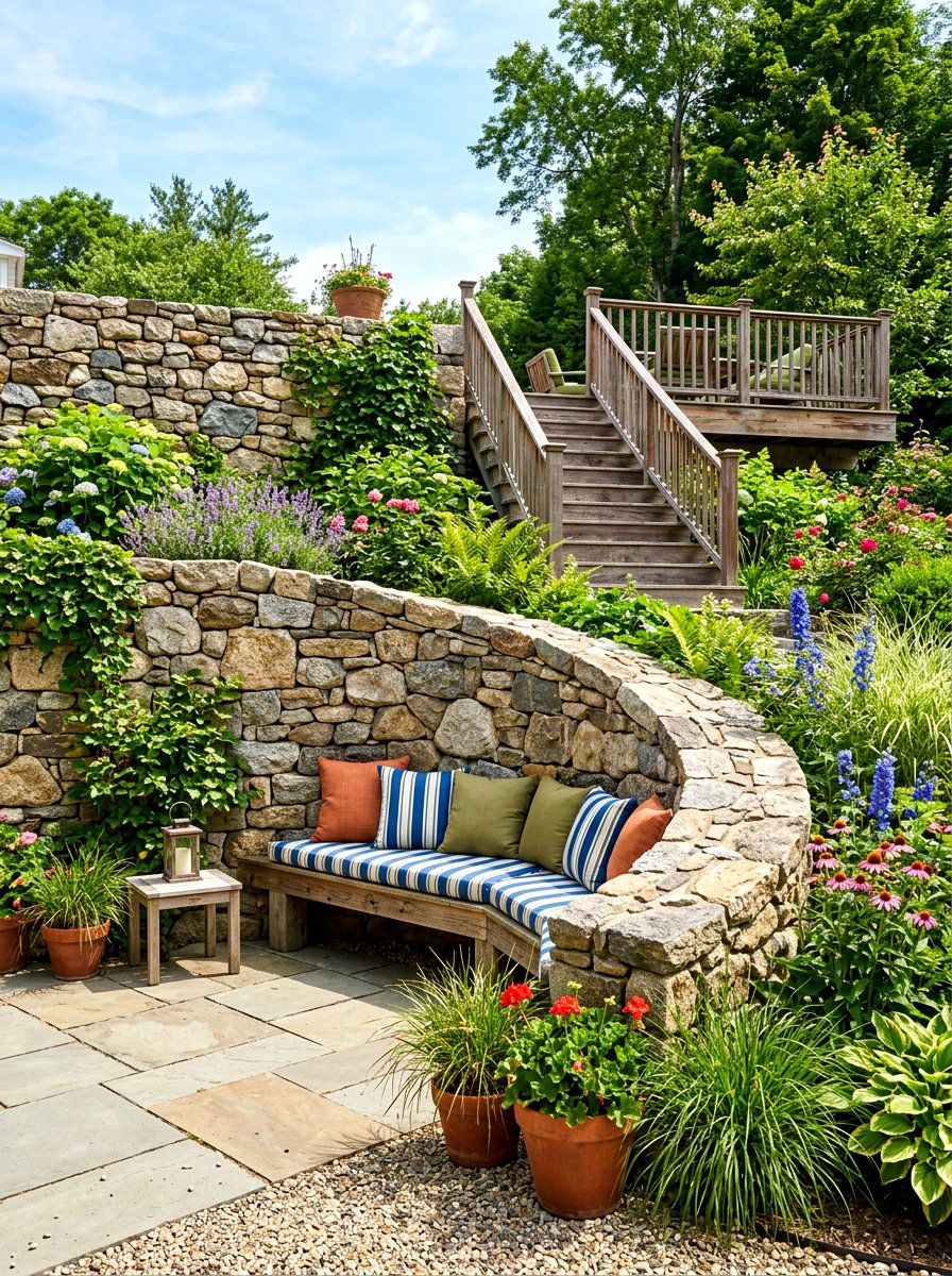 Stone Retaining Wall Partition - 30 deck partition ideas