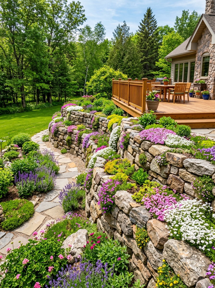 Stone Retaining Wall Rock Garden - 30 stone retaining wall ideas