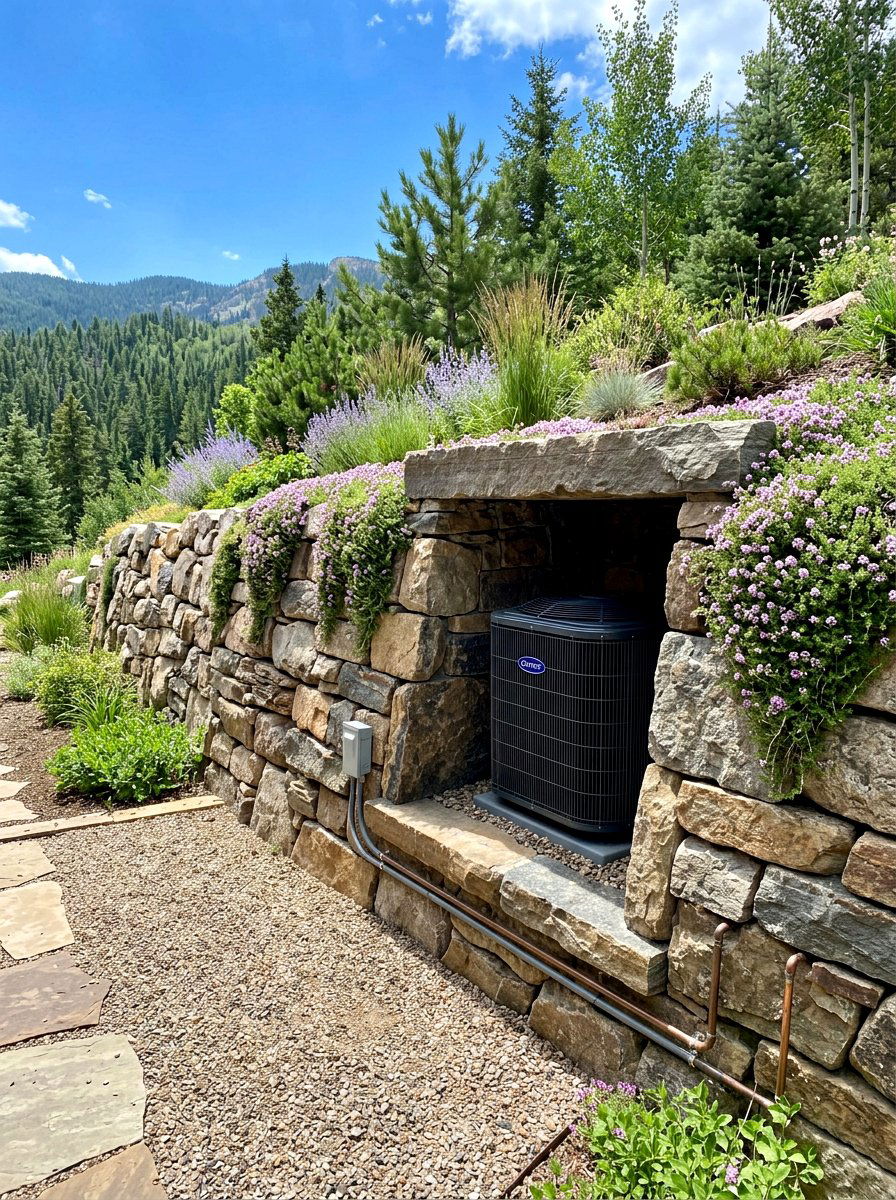 Stone Retaining Wall - 30 AC unit landscaping ideas