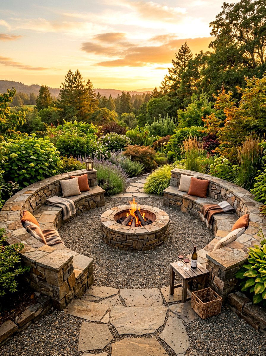 Stone Seating Fire Pit - 30 fire pit gravel area ideas
