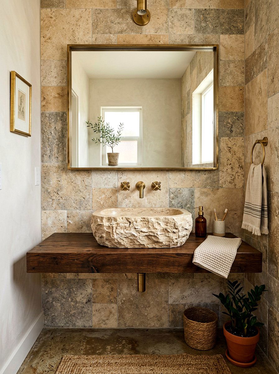 Stone Sink Powder Room - 30 opulent powder room ideas