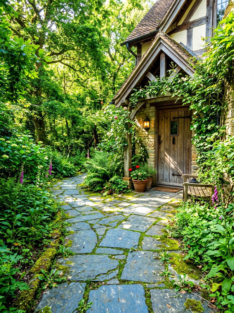 Stone Slab Path - 30 side entrance ideas