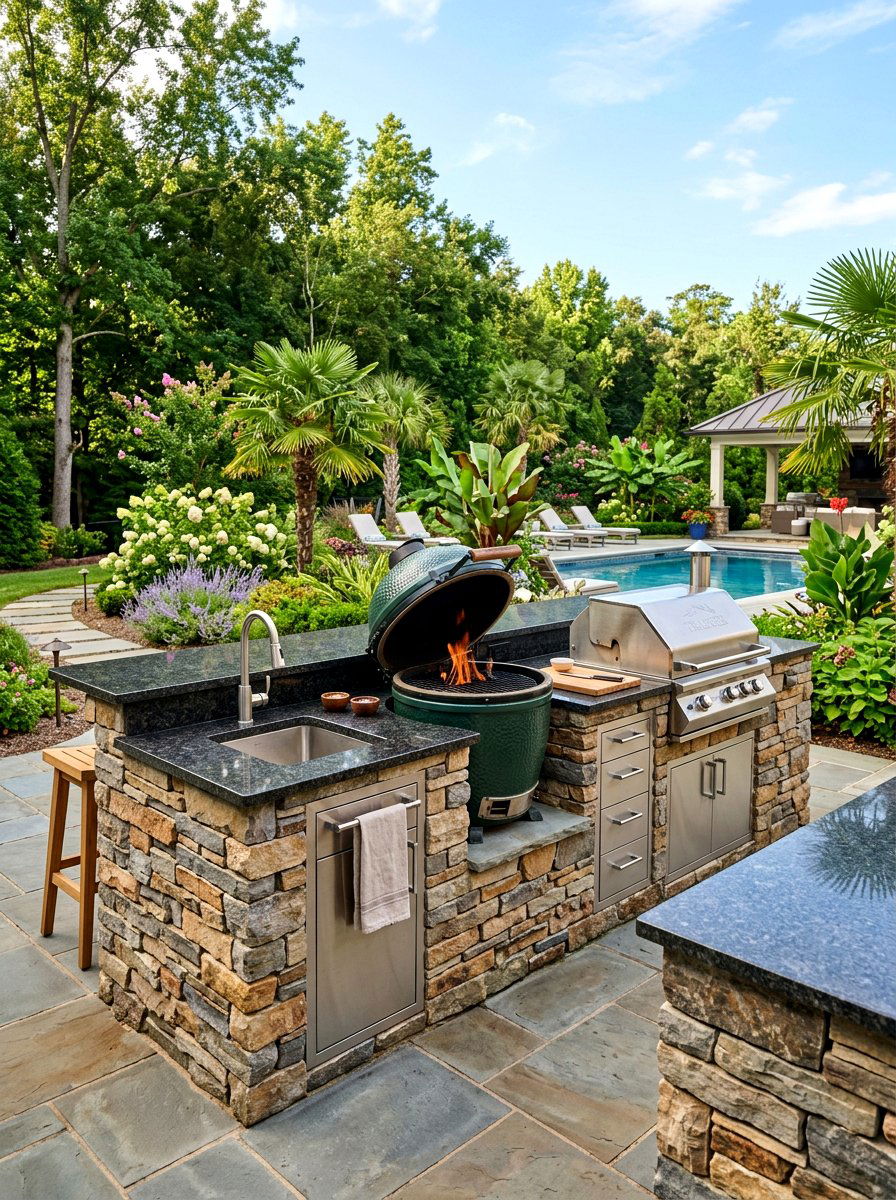 Stone Smoker Island - 30 smoker patio corner ideas