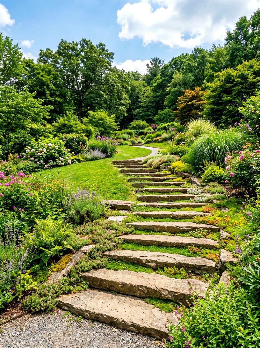 Stone Stairs - 30 erosion control landscaping ideas
