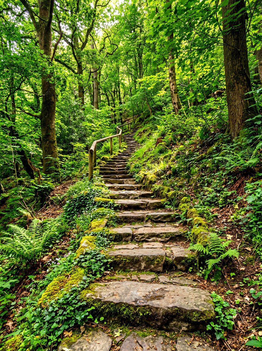 Stone Step Path - 30 woodland backyard landscaping ideas