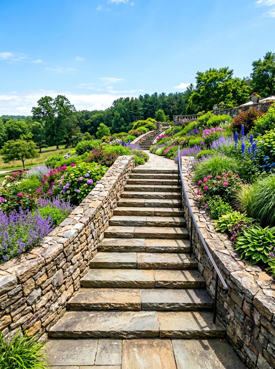 Stone Step Wall - 30 garden retaining wall ideas