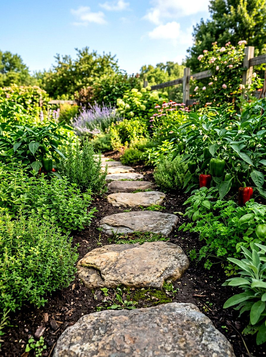 Stone Stepping Stones - 30 vegetable garden path ideas