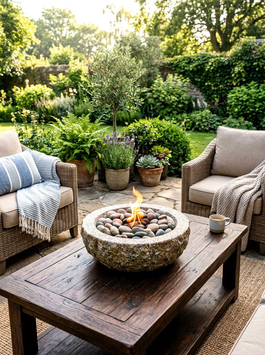 Stone Tabletop Fire Pit - 30 portable fire pit ideas