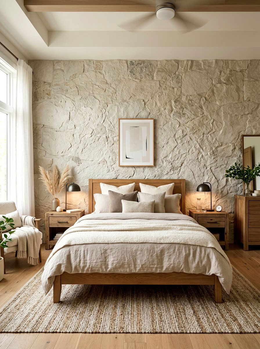 Stone Texture Decor - 30 earthy bedroom decor ideas