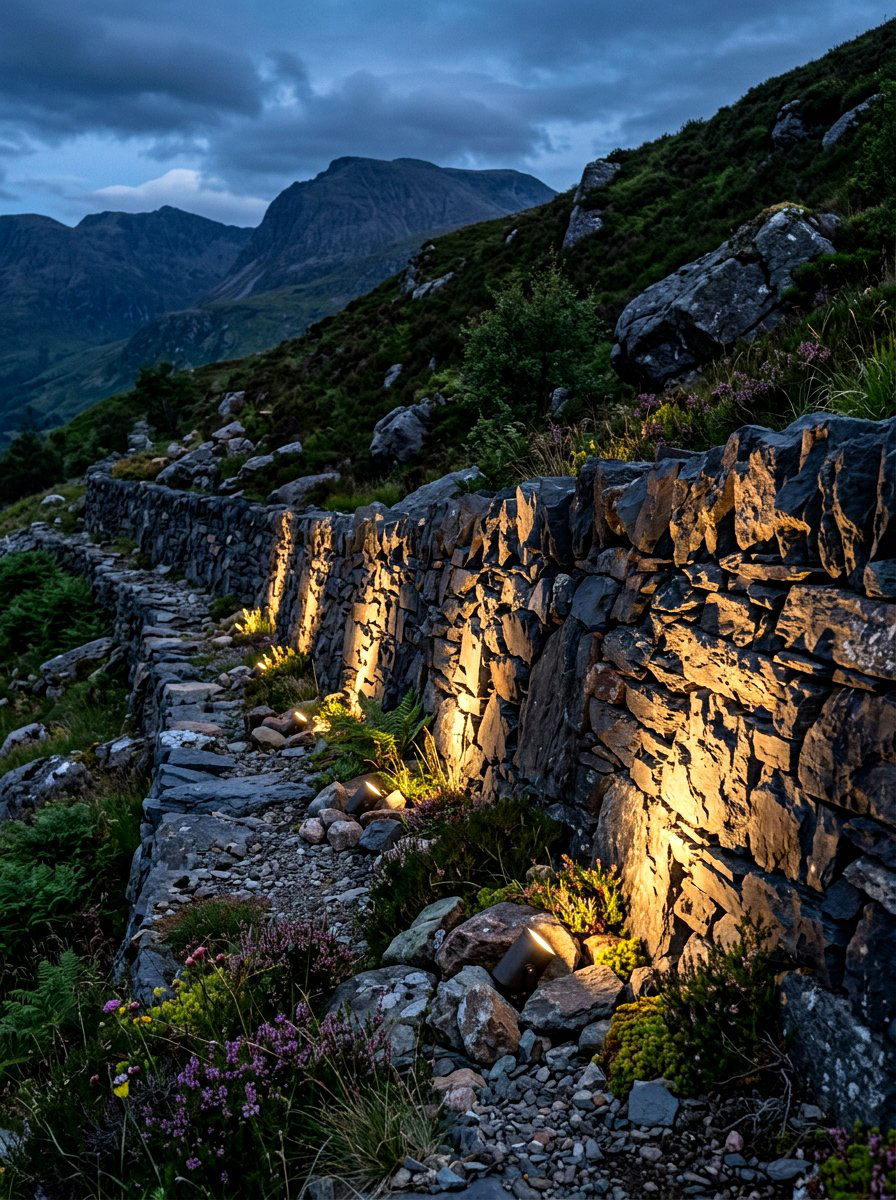 Stone Texture Grazing Light - 30 retaining wall lighting ideas
