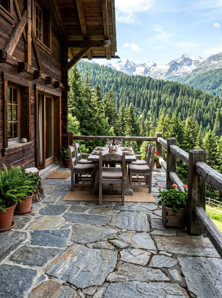Stone Tile Flooring - 30 chalet porch ideas