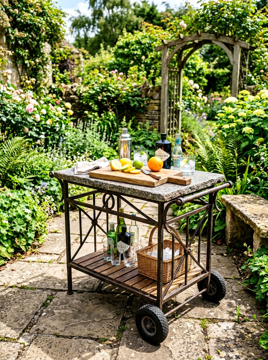 Stone Top Bar Cart - 30 outdoor bar cart ideas