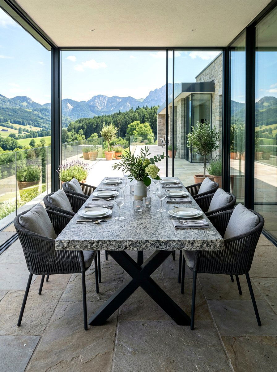 Stone Top Dining Table - 30 modern outdoor furniture ideas